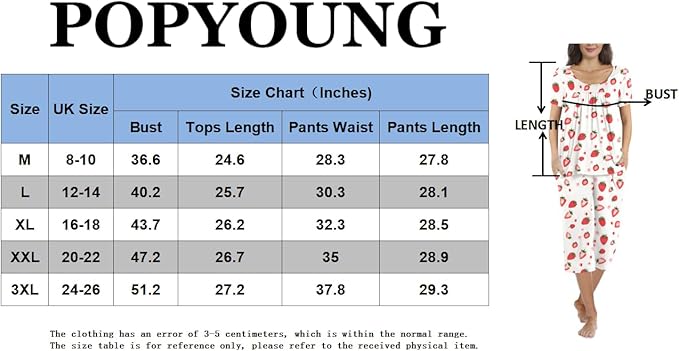 POPYOUNG Women's Summer Two Piece Pajama Sets, Pleated Short Sleeves Tunic Tops with comfy Capri Pants, Lounge Sleepwear Ladies Pjs Sets with Pockets 2XL,Colorful green butterfly