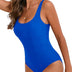 VECENEY Women Swimsuit One Piece Square Back Swimming Costume Scoop Neck Swimwear Royal Blue M