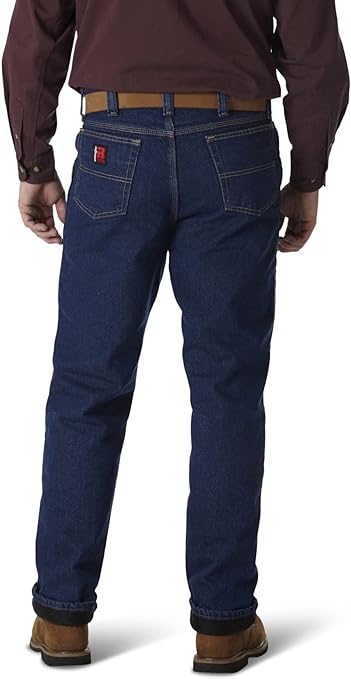 Wrangler Riggs Workwear Men's Riggs Workwear Fleece Lined Relaxed Fit Jean Work Utility Pants, Night Brown/Black, 35W x 32L
