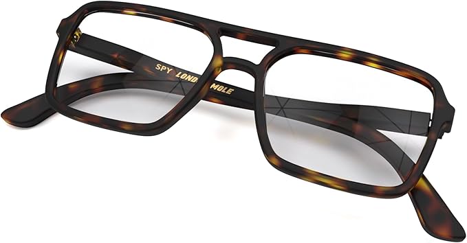 LONDON MOLE® Spy reading glasses | Cool square shaped pilot readers | Men’s Women’s Unisex | Spring hinges
