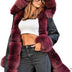 Roiii Women Winter Warm Thick Faux Fur Coat Hood Parka Long Jacket Size 8-20 (12, Wine Red)