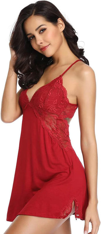Yummy Bee - Babydolls Sexy Lingerie Set - Women's Nightwear - Night Dress Slip Plus Size Lingerie 8-22 (Red, 16/18)