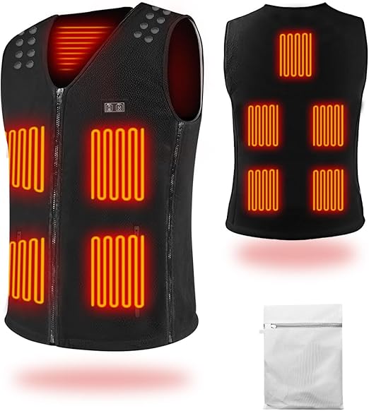 MOXTOYU 2024 Enhanced Heated Vest for Men and Women, 3 Selectable Temperature, Adjustable Size, Featuring 9 Heating Zones, USB Charging, Winter Gift, Washable Heated Vest (Power Bank Includ)