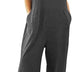 Linke Overalls for Women Casual Loose Dungarees Soft Cotton Linen Baggy Jumpsuit Adjustable Straps with Pockets, 3XL, Grey