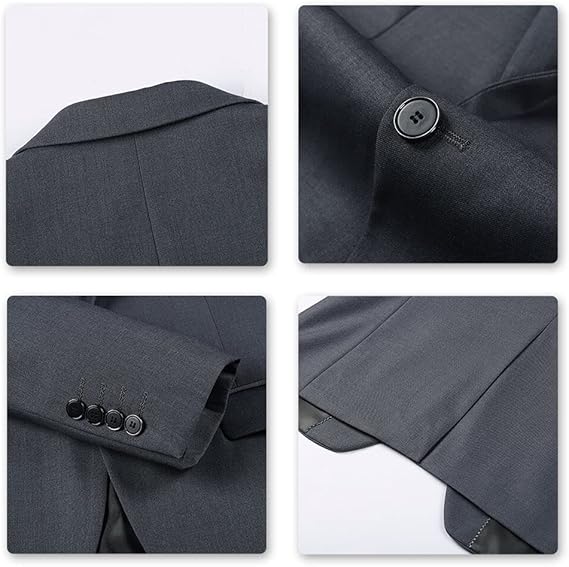 Allthemen 3 Piece Slim Fit Suit Wedding Dress Casual One Button Lounge Suit, XS, Grey