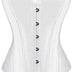 RHISLEO Women Satin Plain Pure Black Bustier Top Burlesque Basque Shaper Boned Corset (White, 8)