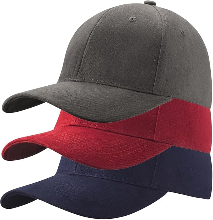 3 Pack Baseball Cap for Men Women 100% Cotton Baseball Cap Sports Casual Plain Sun Hat Hats Brass Polo Style Classic