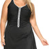 Delimira Women's One Piece Zip Front Skirted Bathing Suits Swimdress Swimsuit Black 24