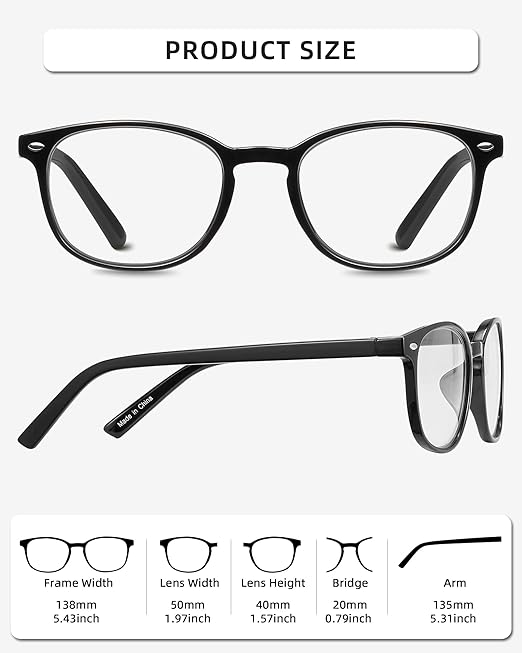 JM 4 Pack Square Reading Glasses, Spring Hinge Readers for Men Women, Mxied Color +2.5
