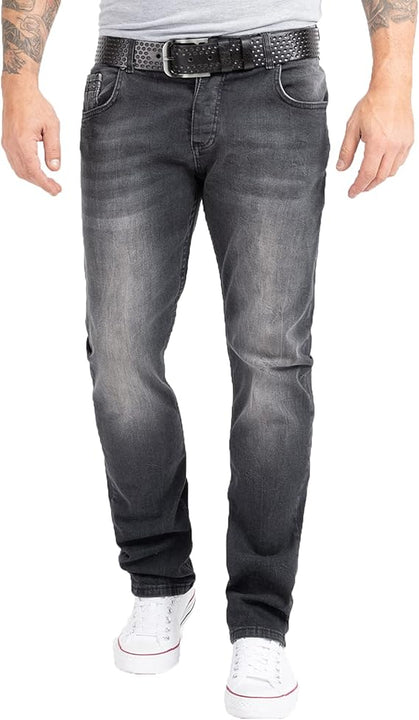 Rock Creek Men's Jeans Trousers Denim Stretch Regular Fit Jeans Stonewashed W29-W44, Rc-2158-grey, 42 W/38 L
