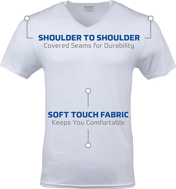 GILDAN Men's V-neck T-shirts, Multipack Undershirt, White (6-pack), M UK