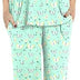 POPYOUNG Women's Summer Two Piece Pajama Sets, Pleated Short Sleeves Tunic Tops with comfy Capri Pants, Lounge Sleepwear Ladies Pjs Sets with Pockets 2XL,Colorful green butterfly