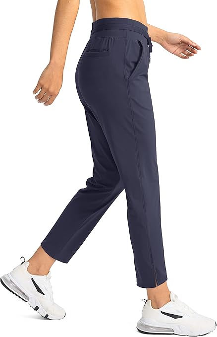 Soothfeel Women's Golf Pants with 4 Pockets 7/8 Stretch High Waisted Sweatpants Travel Athletic Work Pants for Women, Navy Blue, S