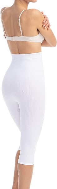 Farmacell 123 (White, S/M) Women's high-waisted anti-cellulite micromassage capri leggings