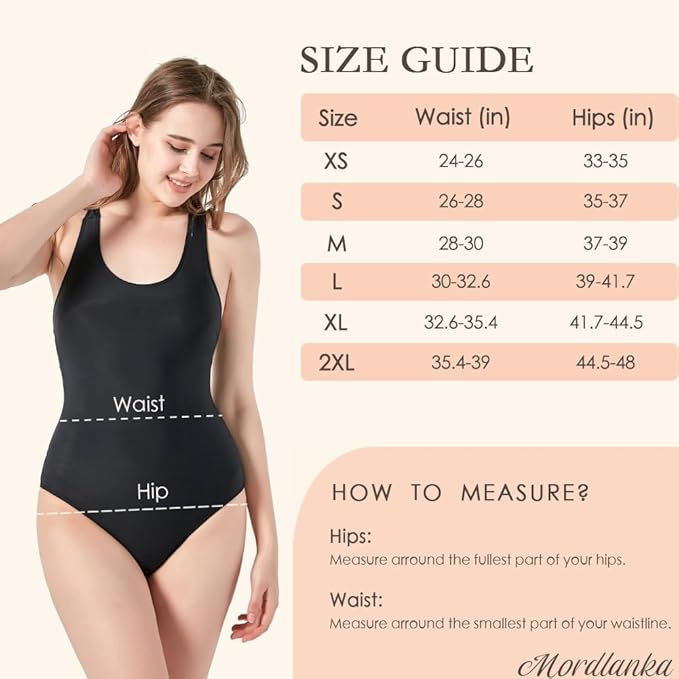 Mordlanka Period Swimwear One Piece Leakproof Swimsuit for Teen Girls Women, Black, Medium