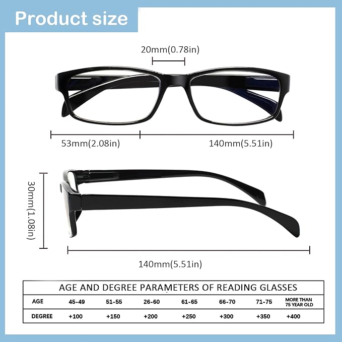 Kerecsen 6 Pack Fashion Reading Glasses for Women Men Blue Light Blocking Anti UV Readers with Spring Hinge, 2.5X
