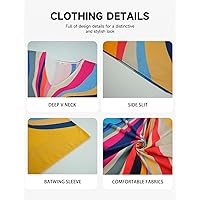 Bsubseach Plus Size Kaftan Dresses for Women Print Swim Cover Up Batwing Sleeve Caftans Casual Vacation Outfits Mix Colours