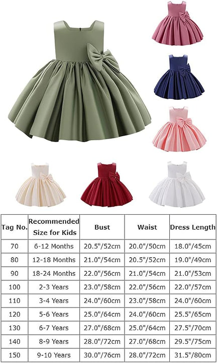 Baby Girls Little Girls Bowknot Tutu Princess Prom Dress Formal Ball Gown Birthday Wedding Party Christening Baptism Dresses Army Green 2-3 Years