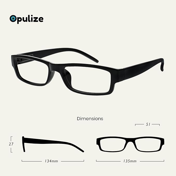 Opulize Ace Reading Glasses 6 Pack Classic Everyday Narrow Frame Scratch Resistant Spring Hinges Black Blue Pink Purple Green Red Mens Womens RRRRRRR32-13456Z +2.50