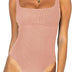 REORIA Women Sexy Fashion Square Neck Sleeveless Underbust Detailing Ribbed Knit One Piece Slimming Tank Thong Bodysuits Tops Leotards for Going Out Pink Small
