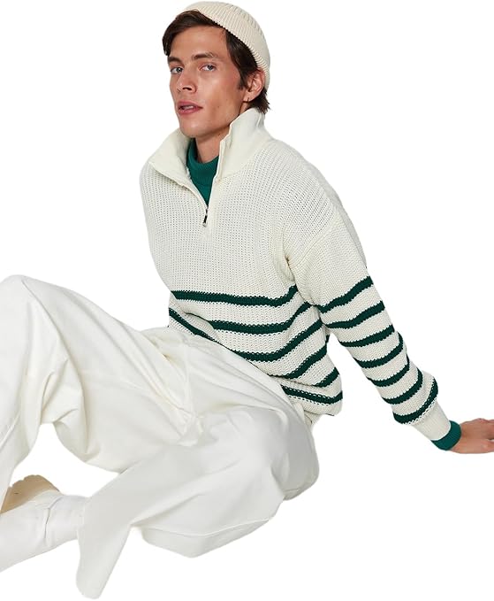 Trendyol Man Basics Regular fit Basic High Neck Knitwear Sweater,Green,M