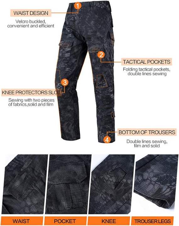 YUSHOW Mens Tactical Gear Shirts Ripstop Combat Trousers Suit Long Sleeve Airsoft BDU Uniform for Military Hunting Paintball