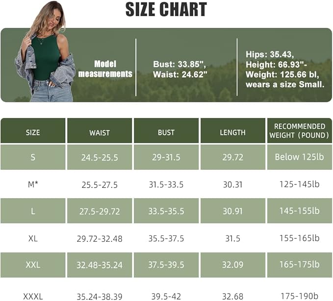 PrinStory Bodysuit for Women Black Sleeveless Body Suit Crew Neck Tank Tops (Black, M)