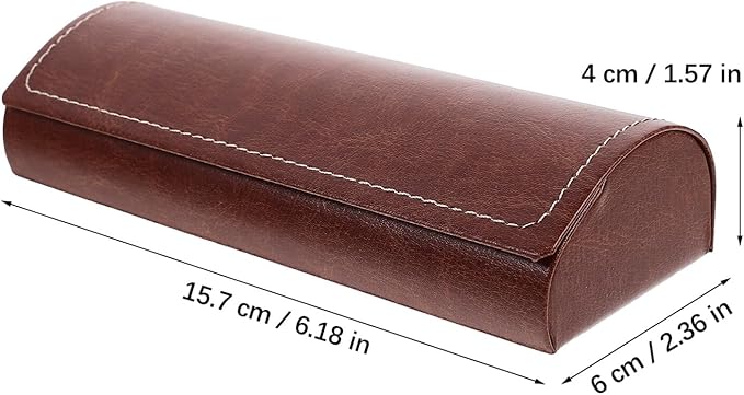 SUPVOX Hard Glasses Case Leather Sunglasses Eyeglasses Spectacle Storage Case Holder with Magnetic Closure men and women (Brown)