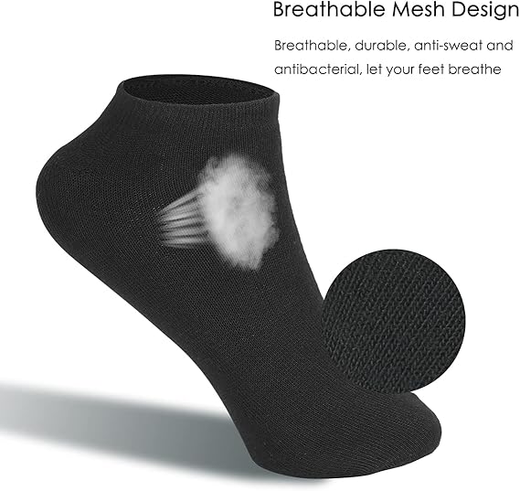 ACWOO Ankle Socks, 6 Pairs Athletic Ankle Socks, Cotton Trainer Sports Socks, Breathable Running Socks for Men Women Ladies, Non-Slip Low Cut Short Socks for Casual and Athletic Wear