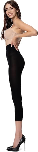 POSE Capri Leggings for Women | 3/4 Length Leggings Made of 80 Denier Microfibre | Tear Resistant Opaque Solid Coloured Leggings | 17 Juicy Colours | M/L, Black