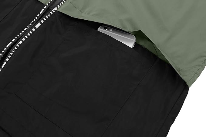 FISOUL Men/Women Rain Jacket Hooded Lightweight Windbreaker Jacket Outdoor Packable Waterproof Raincoat(Green,X-Large)