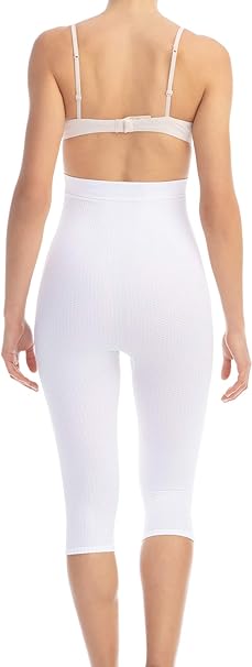 Farmacell 123 (White, S/M) Women's high-waisted anti-cellulite micromassage capri leggings