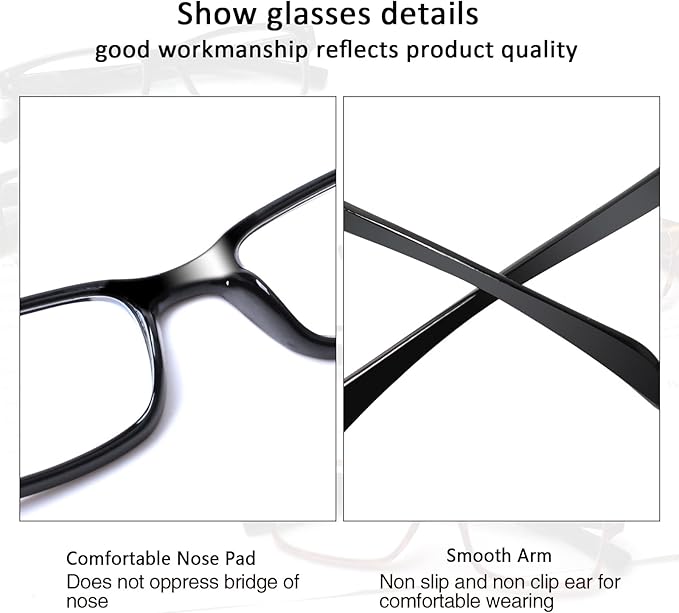 Kerecsen 6 Pack Fashion Reading Glasses for Women Men Blue Light Blocking Anti UV Readers with Spring Hinge, 2.5X