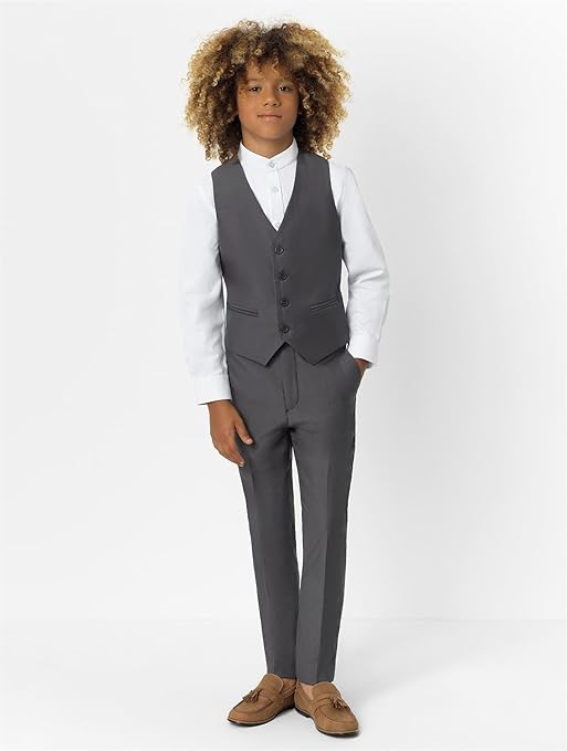 Roco Boys Grey Modern Fit Suit, 3 Piece Wedding Suit, Jacket, Waistcoat & Trouser Set, 1 Years