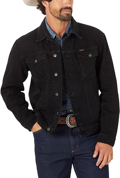Wrangler Men's Cowboy Cut Western Unlined Denim Jacket, Shadow Black, XXL