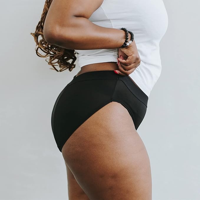 BLOSSOM PERIOD PANTIES Bikini Style 3 Pack| Ultra-Soft, Comfortable, Breathable Spandex 4 Layer Leak Proof Menstrual Underwear| Period Underwear for Teens and Women| Waterproof Layer 2XL Black