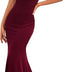 Ever-Pretty Women's Strapless Empire Waist Bodycon Mermaid Floor Length Elegant Bride Dresses for Wedding with Cathedral Train Burgundy 12UK