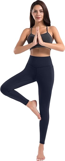 JOYSPELS Women's High Waisted Gym Leggings - Yoga Pants Womens Workout Running Sports Leggings with Pockets - NavyBlue - M