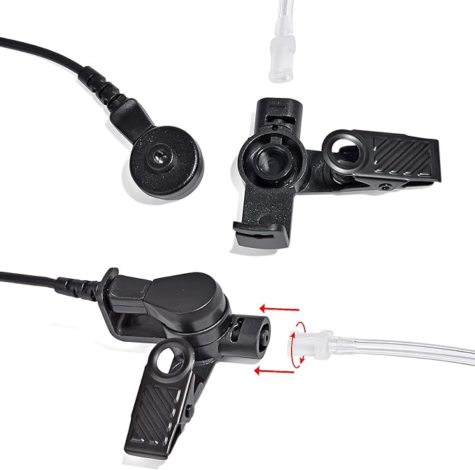 HYS Covert Acoustic Tube Security Bodyguard Earpiece Headset PTT Mic Compatible With Motorola CP040 DP1400 GP68 GP88 GP300 CT150 Pro1150 Hyera Midland 2 Way Radio