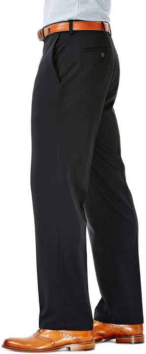 Haggar Men's Cool 18 Hidden Comfort Waist Plain Front Pant,Black,40x32