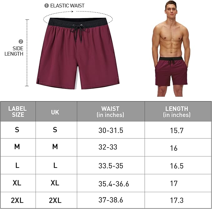 Arcweg Men's Swimming Shorts Mens Swim Trunks with Zipper Pockets Swim Shorts Mesh Lining Stretchy Board Shorts Surfing Beach Shorts Quick Dry