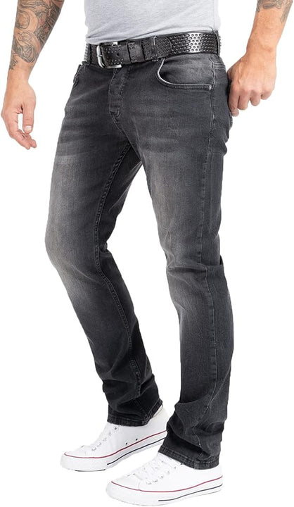 Rock Creek Men's Jeans Trousers Denim Stretch Regular Fit Jeans Stonewashed W29-W44, Rc-2158-grey, 42 W/38 L