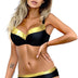 Good Times Bikini Set with Underwire Push Up Two-Piece Swimsuit Swimwear Beach Wear Swimsuit, black-gold, L