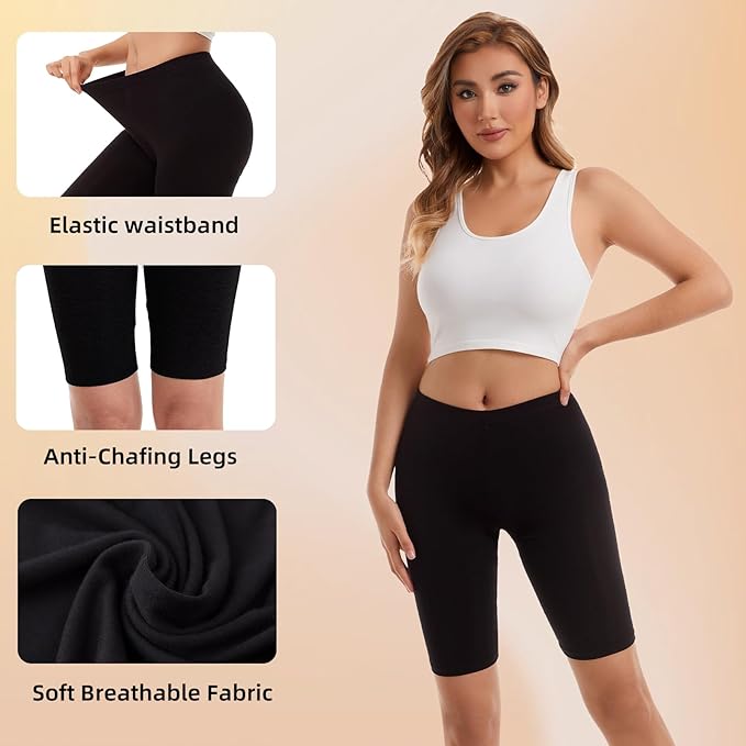 Vinconie Short Leggings for Women Slip Shorts for Under Dresses Under Shorts, 1 Pack Black, Large (16 18)