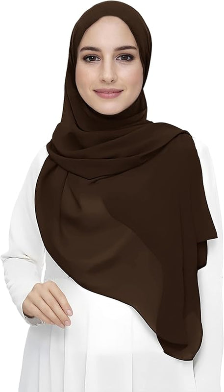 Premium Chiffon Hijab Head Scarf Shawl Wrap for Muslim Women Lightweight (Chocolate Brown)