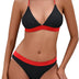 iSLASISIA Women’s Bikini Swimsuit Criss Cross Back Triangle Bikini Tie Back Bikini Set Two Piece Swimsuits(Black & Red,UK16)