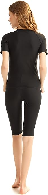 TianMaiGeLun Muslim Swimwear Swimsuit, Full Cover Modest Muslim Swimwear, Beachwear Burkini Short Sleeve Tops and Pants, 2 Piece Modest Swimwear Sets, Blue 1, XL