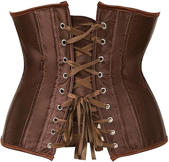 Kelvry Women's Satin Waist Cincher Lace up Boned Bustier Underbust Corset XL