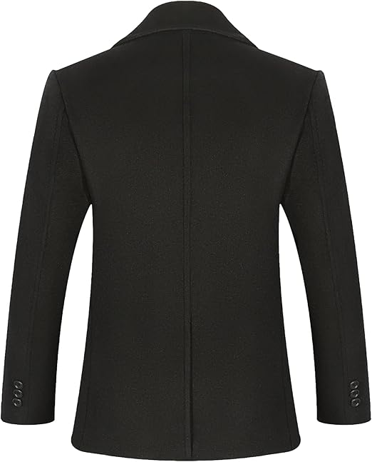 APTRO Mens Jacket Winter 80% Wool Coats Peacoat Warm Casual Overcoat Outwear Double Breasted Business Trench Jacket 2201 Black XXL