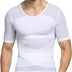 PEONNYT Men Firm Control Body Shaping T-Shirt Slimming Shirt Body Shaper Gynecomastia Compression Shirts Base Layer Undershirts (White XL